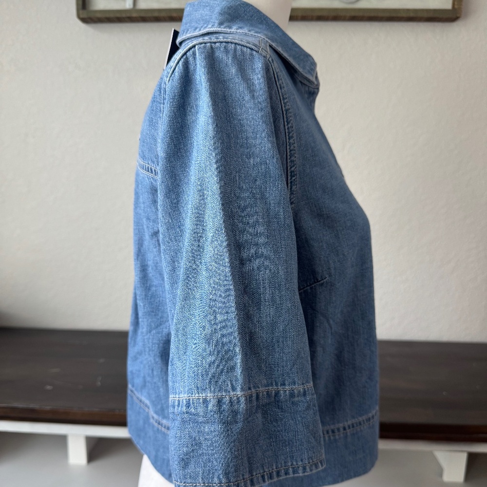 NWT Veronica Beard Spruce Denim Crop Top Amethyst Frost Women's Size 0 T - Picture 4 of 13